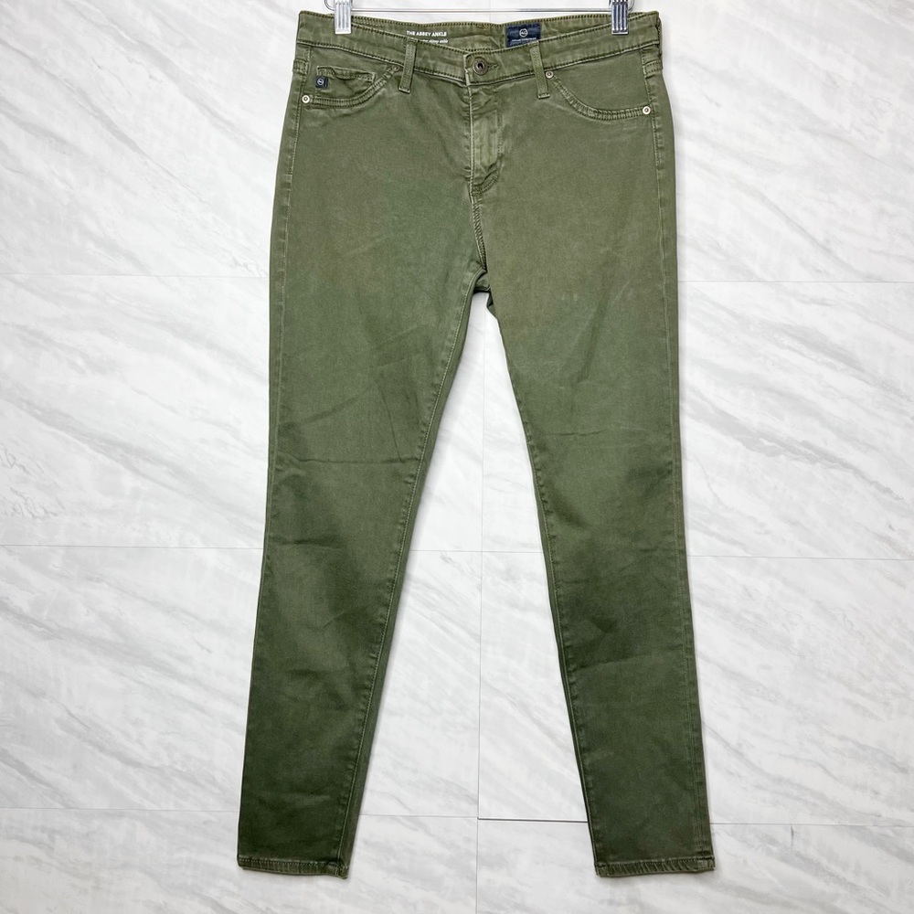 AG Adriano Goldschmeid The Abby Ankle Olive Green Skinny Pants 28R
